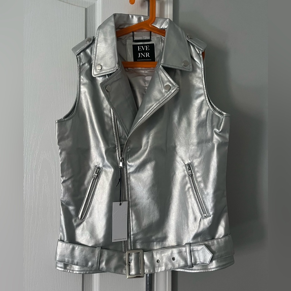 EVE JNR Silver faux leather  Vest NWT!